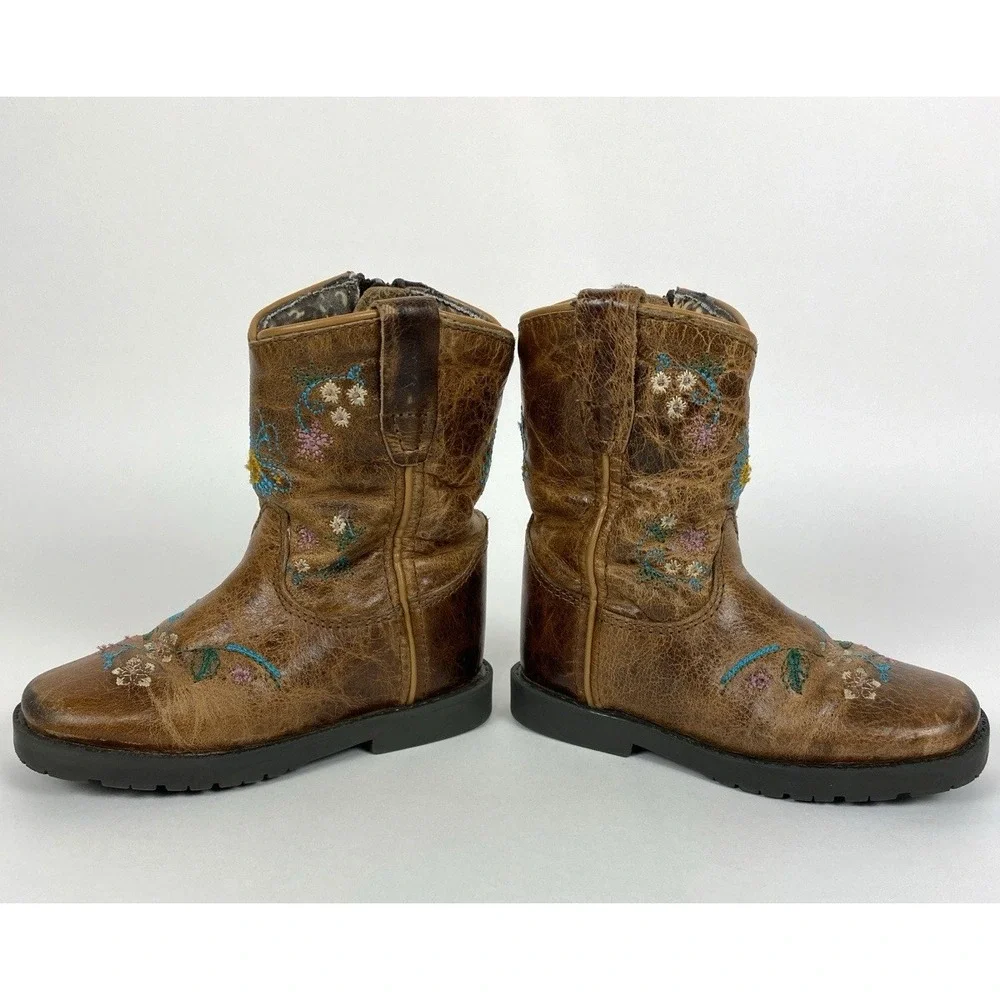 Smoky Mountain Girl's Western Floral Embroidered Leather Boots SZ 7R Toddler